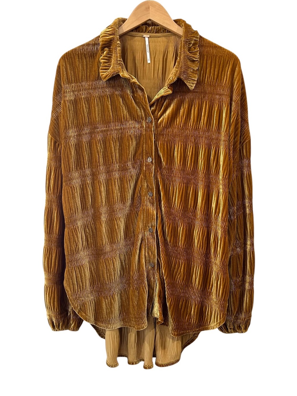 Free People My Best Velvet Blouse Top M Spiced Ginger oversized boho